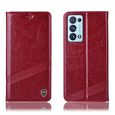 Leather Case Stands Flip Cover Holder H05P for Oppo Reno6 Pro 5G Red