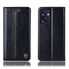 Leather Case Stands Flip Cover Holder H05P for Oppo Reno7 SE 5G Black