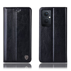 Leather Case Stands Flip Cover Holder H05P for Oppo Reno7 Z 5G Black