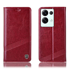 Leather Case Stands Flip Cover Holder H05P for Oppo Reno8 Pro 5G Red