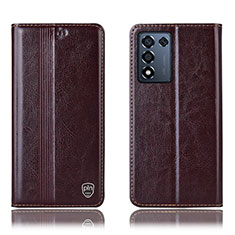 Leather Case Stands Flip Cover Holder H05P for Realme 9 SE 5G Brown