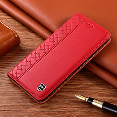 Leather Case Stands Flip Cover Holder H05P for Samsung Galaxy S21 Ultra 5G Red