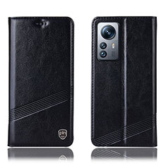 Leather Case Stands Flip Cover Holder H05P for Xiaomi Mi 12 5G Black
