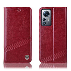 Leather Case Stands Flip Cover Holder H05P for Xiaomi Mi 12 5G Red
