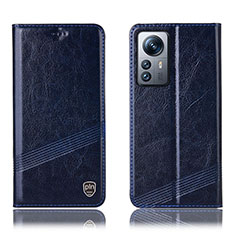 Leather Case Stands Flip Cover Holder H05P for Xiaomi Mi 12 Lite 5G Blue