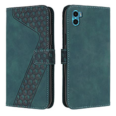 Leather Case Stands Flip Cover Holder H05X for Motorola Moto E22S Green