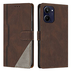Leather Case Stands Flip Cover Holder H05X for Realme 10 4G Brown