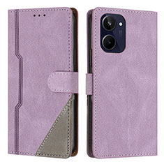 Leather Case Stands Flip Cover Holder H05X for Realme 10 4G Purple