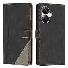 Leather Case Stands Flip Cover Holder H05X for Realme 10 Pro+ Plus 5G Black