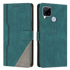 Leather Case Stands Flip Cover Holder H05X for Realme 7i RMX2193 Green