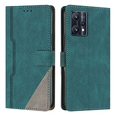 Leather Case Stands Flip Cover Holder H05X for Realme 9 4G Green