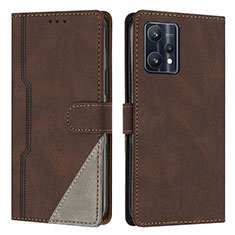 Leather Case Stands Flip Cover Holder H05X for Realme 9 Pro 5G Brown