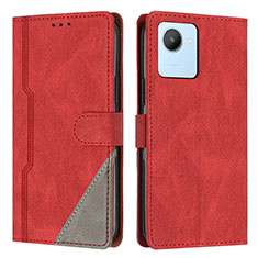 Leather Case Stands Flip Cover Holder H05X for Realme C30 Red