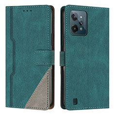 Leather Case Stands Flip Cover Holder H05X for Realme C31 Green