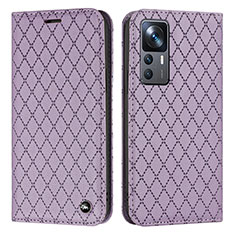 Leather Case Stands Flip Cover Holder H05X for Xiaomi Mi 12T Pro 5G Purple