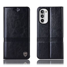 Leather Case Stands Flip Cover Holder H06P for Motorola Moto Edge (2022) 5G Black