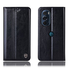 Leather Case Stands Flip Cover Holder H06P for Motorola Moto Edge Plus (2022) 5G Black
