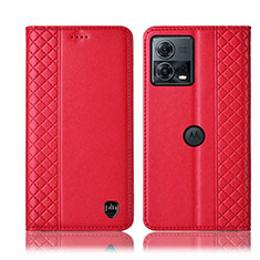 Leather Case Stands Flip Cover Holder H06P for Motorola Moto Edge S30 Pro 5G Red