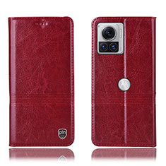 Leather Case Stands Flip Cover Holder H06P for Motorola Moto Edge X30 Pro 5G Red