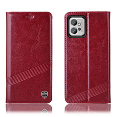 Leather Case Stands Flip Cover Holder H06P for Motorola Moto G32 Red