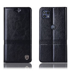 Leather Case Stands Flip Cover Holder H06P for Motorola Moto G50 5G Black