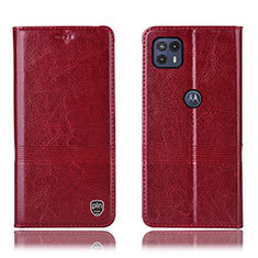 Leather Case Stands Flip Cover Holder H06P for Motorola Moto G50 5G Red