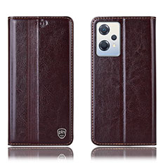 Leather Case Stands Flip Cover Holder H06P for OnePlus Nord CE 2 Lite 5G Brown