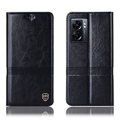 Leather Case Stands Flip Cover Holder H06P for OnePlus Nord N300 5G Black