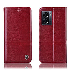 Leather Case Stands Flip Cover Holder H06P for OnePlus Nord N300 5G Red