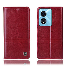 Leather Case Stands Flip Cover Holder H06P for Oppo A58 5G Red