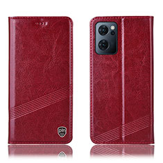 Leather Case Stands Flip Cover Holder H06P for Oppo Find X5 Lite 5G Red