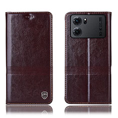 Leather Case Stands Flip Cover Holder H06P for Oppo K10 5G Brown