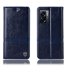 Leather Case Stands Flip Cover Holder H06P for Oppo K10 5G India Blue