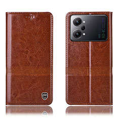 Leather Case Stands Flip Cover Holder H06P for Oppo K10 Pro 5G Light Brown