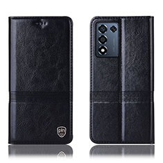 Leather Case Stands Flip Cover Holder H06P for Oppo K9S 5G Black