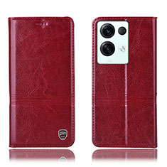Leather Case Stands Flip Cover Holder H06P for Oppo Reno8 Pro 5G Red