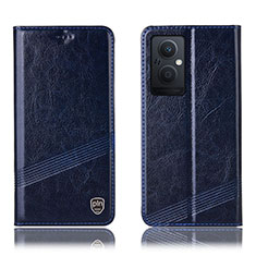 Leather Case Stands Flip Cover Holder H06P for Oppo Reno8 Z 5G Blue