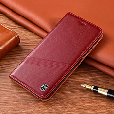 Leather Case Stands Flip Cover Holder H06P for Samsung Galaxy Note 10 5G Red