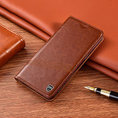 Leather Case Stands Flip Cover Holder H06P for Samsung Galaxy Note 10 Plus 5G Light Brown