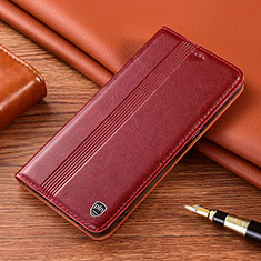 Leather Case Stands Flip Cover Holder H06P for Samsung Galaxy S21 5G Red