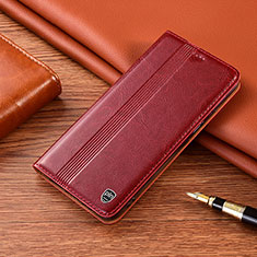 Leather Case Stands Flip Cover Holder H06P for Vivo V27 5G Red