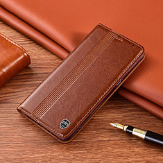 Leather Case Stands Flip Cover Holder H06P for Vivo Y01 Light Brown