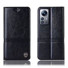 Leather Case Stands Flip Cover Holder H06P for Xiaomi Mi 12 5G Black