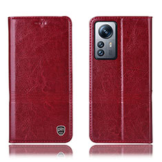 Leather Case Stands Flip Cover Holder H06P for Xiaomi Mi 12 5G Red