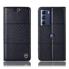 Leather Case Stands Flip Cover Holder H07P for Motorola Moto Edge S30 5G Black