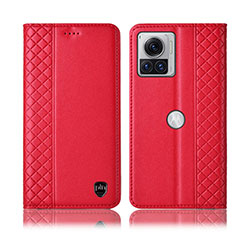 Leather Case Stands Flip Cover Holder H07P for Motorola Moto Edge X30 Pro 5G Red