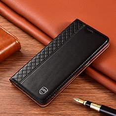 Leather Case Stands Flip Cover Holder H07P for Motorola Moto G100 5G Black
