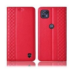 Leather Case Stands Flip Cover Holder H07P for Motorola Moto G50 5G Red
