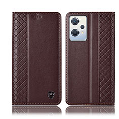 Leather Case Stands Flip Cover Holder H07P for OnePlus Nord CE 2 Lite 5G Brown