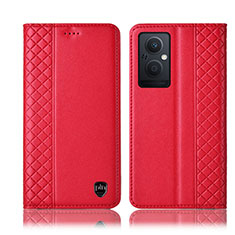 Leather Case Stands Flip Cover Holder H07P for OnePlus Nord N20 5G Red